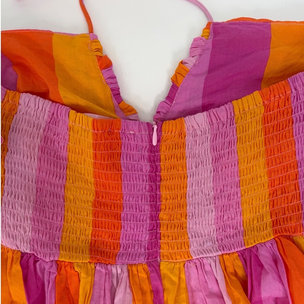 BuddyLove Gerty Maxi Dress NWT M Pink Orange Stripe Halter Smocked Cotton Resort - Picture 10 of 10